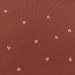 Tissu Jersey Côtelé Coeur Fond Terracotta 