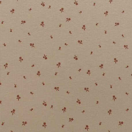 Tissu Jersey Côtelé Petites Fleurs 