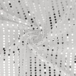 Tissu Paillette Sur Voile Argent