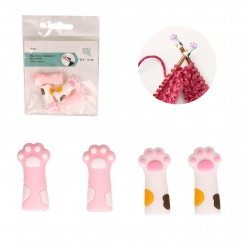 Protège aiguille patte de chat - Blanc rose