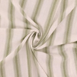 Tissu Etamine Tissé Teint Multi rayures Kaki 