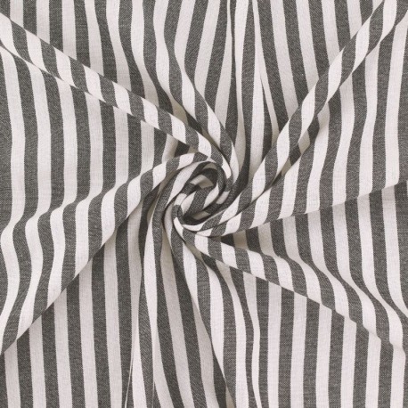 Tissu Etamine Tissé Teint Rayure Fine Noir 