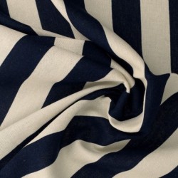 Tissu Toile Lin Viscose Rayure Marine 