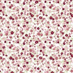 Tissu Popeline Imprimé Fleurs Framboise