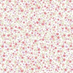 Tissu Popeline Imprimé Fleurs Rose 