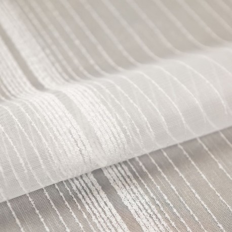 Tissu Maelle Etamine Rayée Ecru