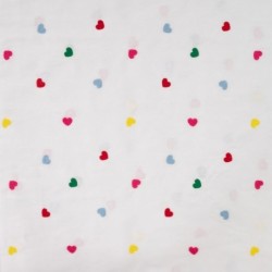 Tissu Coton Leger Brodé Coeur Multico 
