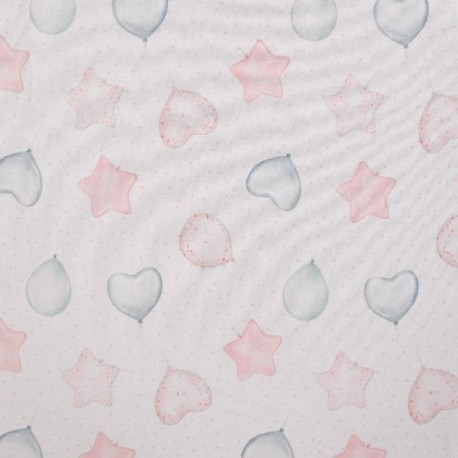 Tissu French Terry Imprimé Digital Ballon Ecru