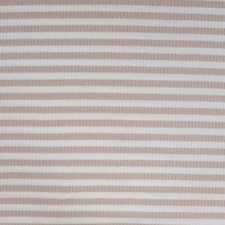 Tissu Jersey de Coton Rayure Sable