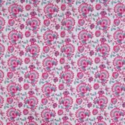 Tissu Voile de Coton Imprimé Fleurs Fuchsia 