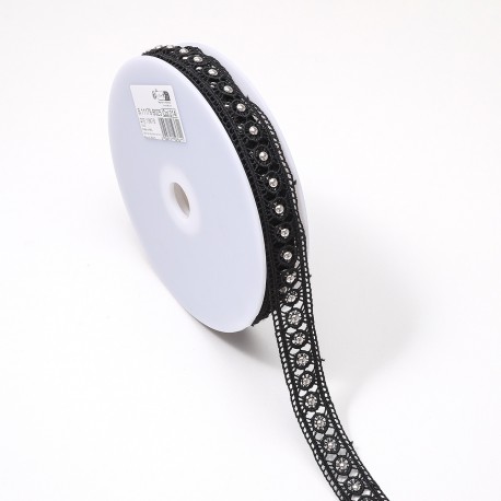 Guipure entre deux cloutée Noir