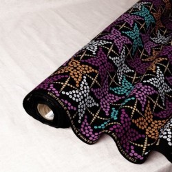 Tissu Wax Imprime Mix Etoile Prune
