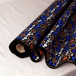 Tissu Wax Imprime Mix Rond Bleu