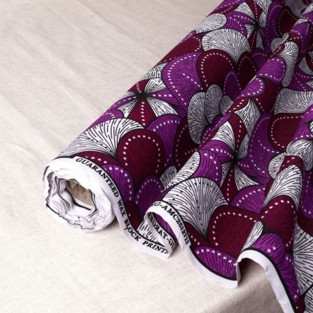 Tissu Wax Imprime Mix Prune