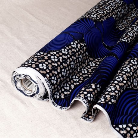 Tissu Wax Imprime Mix Bleu