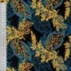 Tissu Wax Imprime Mix Feuille Bleu Jaune