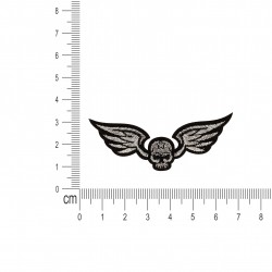 S ecusson tete de mort avec ailes - Argent