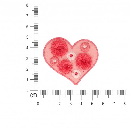 M ecusson avec pompons - Coeur