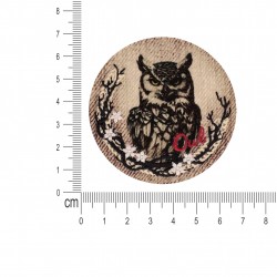 M ecusson fond denim - Chouette