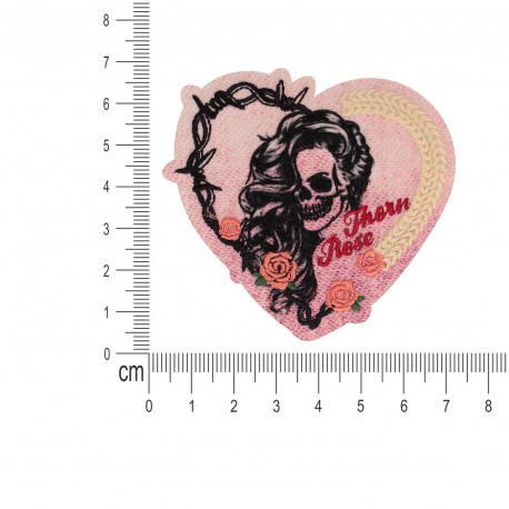 M ecusson fond denim - Tête de mort femme