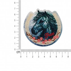 M ecusson fond denim - Cheval