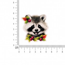 M ecusson tetes danimaux fleuris - Raton laveur