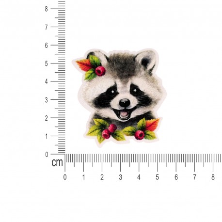 M ecusson tetes danimaux fleuris - Raton laveur