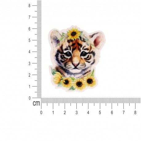 M ecusson tetes danimaux fleuris - Tigre