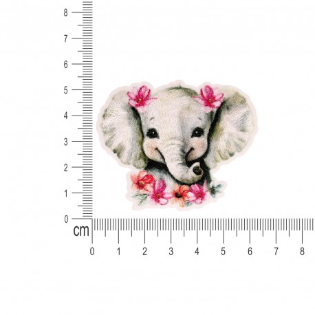 M ecusson tetes danimaux fleuris - Eléphant