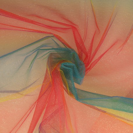 Tulle arc en ciel pailletté Blanc - 
