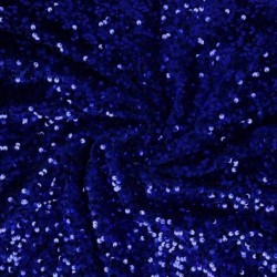 Tissu Sequins Sur Velours Bleu 