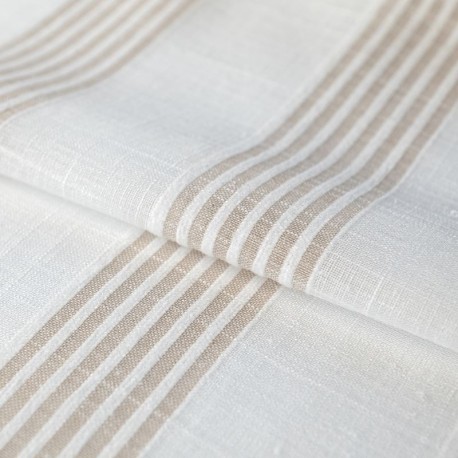 Tissu Etamine Rayée Solene Coloris Lin