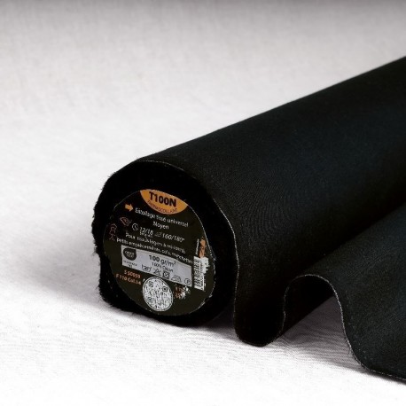 Tissu T100n-entoilage Tissé Thermocollant Noir