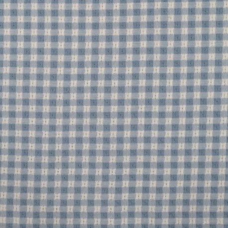 Tissu Carreaux Tissé Teint Bleu 