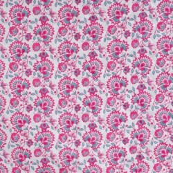 Tissu Coton Matelassé Double Face Imprimé Fleurs Fuchsia