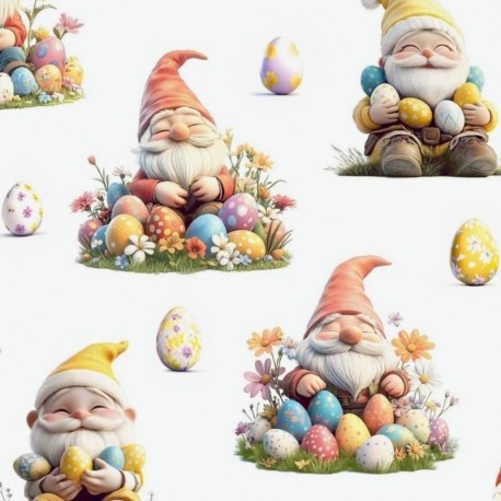 Tissu Gnomos Imprimé Effet 3D Blanc