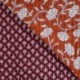 Tissu Coton Matelassé Double Face Imprimé Fleurs Cognac 