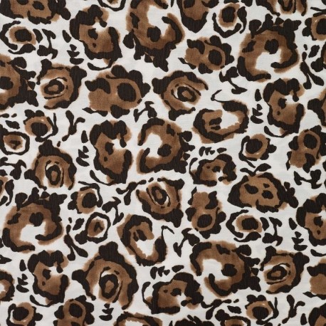 Tissu Crêpe Viscose Imprimé Marron
