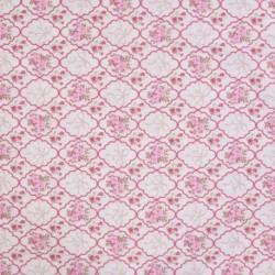Tissu Popeline de Coton Imprimé Fleurs Rose