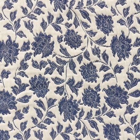 Tissu Jacquard Deepsi Blanc et Bleu 