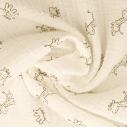 Tissu Double Gaze Imprimée Girafe 