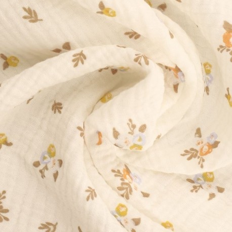 Tissu Double Gaze Imprimée Fleurs 
