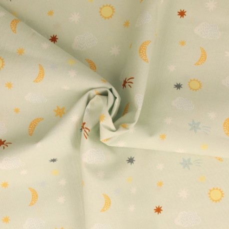 Tissu Popeline Imprimée Digitale Enfant Ciel 
