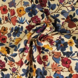 Tissu Popeline Imprimée Digitale Fleurs Crème 