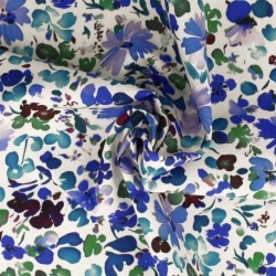 Tissu Popeline Imprimée Digitale Bleu