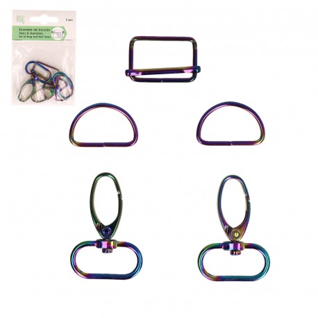 Mousqueton mix arc en ciel *5