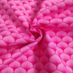 Tissu Popeline Eventails Rose