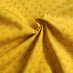 Tissu Popeline Eventails Jaune