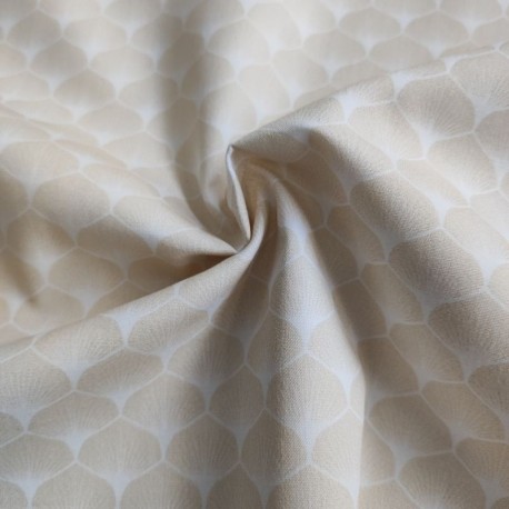 Tissu Popeline Eventails Beige