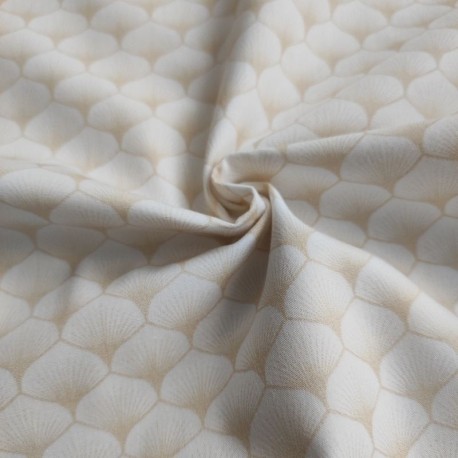 Tissu Popeline Eventails Ecru